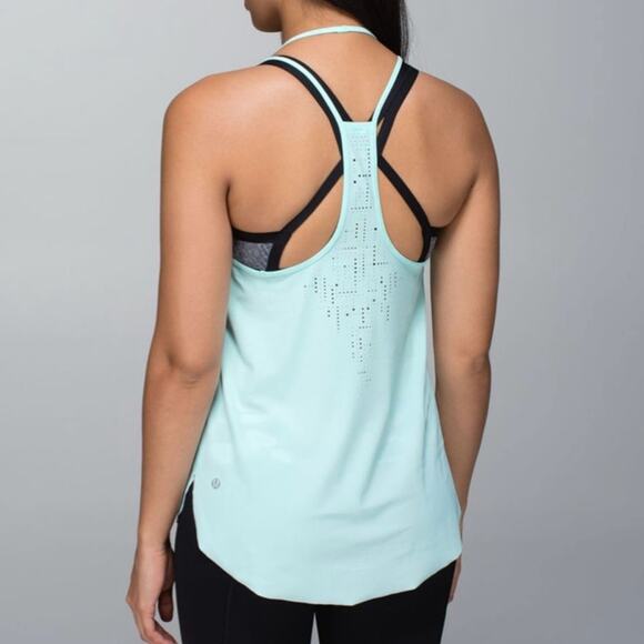 LULULEMON Aquamarine Blue Water Bound Singlet Active Run Strappy Tank Top Size 2 - Picture 1 of 11
